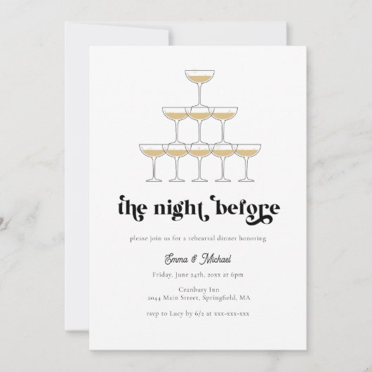 Elegant Mod Champagne Rehearsal Dinner Kaart (Voorkant)