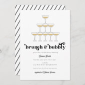 Elegant Mod Champagne Retro Vrijgezellenfeest Invi Kaart (Voorkant / Achterkant)