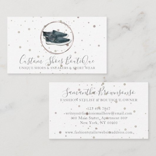Elegant Mode Boutique Canvas Shoes Jean Sneaker Visitekaartje (Voorkant / Achterkant)