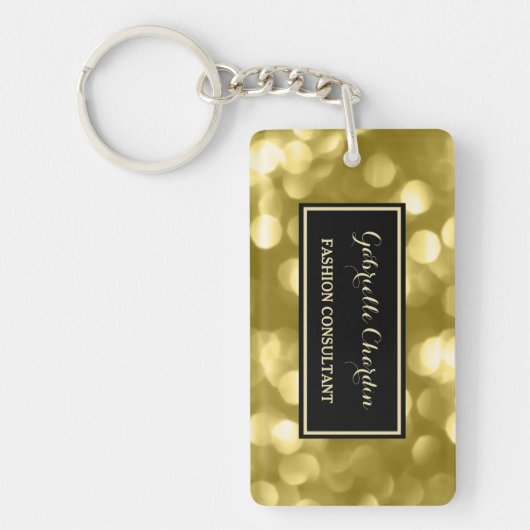 Elegant Mode Consultant Glamoureuze Gold Bokeh Sleutelhanger (Voorkant)
