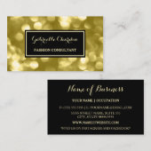 Elegant Mode Consultant Glamoureuze Gold Bokeh Visitekaartje (Voorkant / Achterkant)