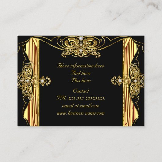 Elegant Mode Designer Gold Black Draps Visitekaartje (Achterkant)