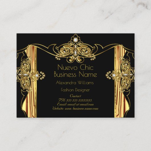 Elegant Mode Designer Gold Black Draps Visitekaartje (Voorkant)