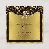 Elegant Mode Gold Black Damask Floral Vierkante Visitekaartje (Achterkant)