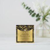 Elegant Mode Gold Black Damask Floral Vierkante Visitekaartje (Staand voorkant)