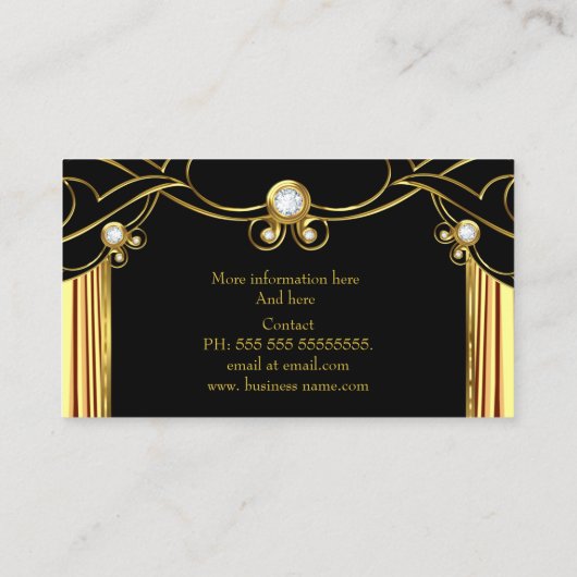 Elegant Mode Jewelry Designer Gold Black Visitekaartje (Achterkant)