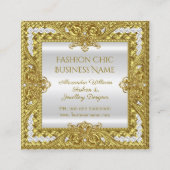 Elegant Mode Jewelry Designer Gold Diamonds Vierkante Visitekaartje (Voorkant)