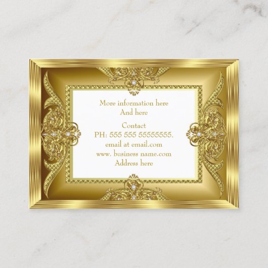 Elegant Mode Jewelry Designer Gold Pareltjes Visitekaartje (Achterkant)