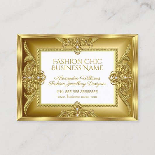 Elegant Mode Jewelry Designer Gold Pareltjes Visitekaartje (Voorkant)