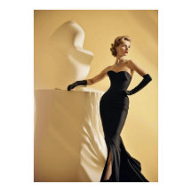 Elegant model uit 1950 met avondzwarte jurk