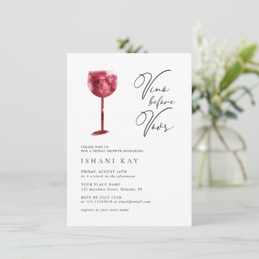 Elegant Moden Vino voor het Vrijgezellenfeest Vows Kaart (Staand voorkant)