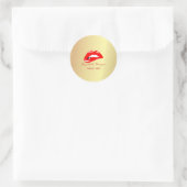 Elegant Moder Girly, Faux Gold, Red Lips Ronde Sticker (Tas)