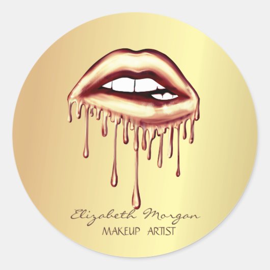 Elegant Moder Girly, metalen druppelaar Gold Ronde Sticker (Voorkant)