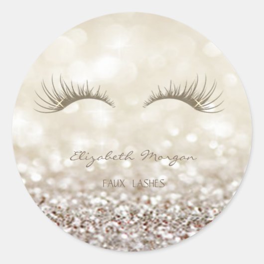 Elegant Moder Glittery Bokeh, Faux Lashes Ronde Sticker (Voorkant)