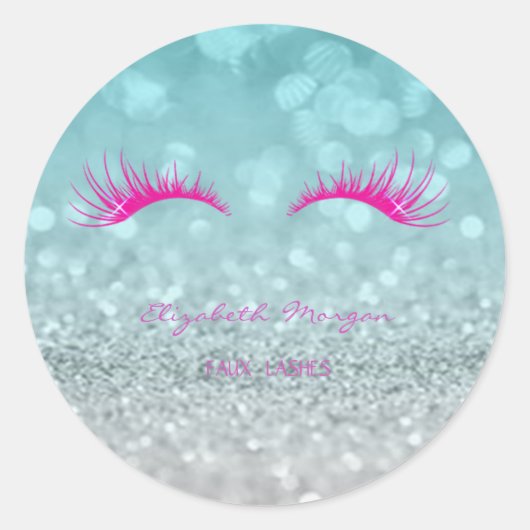 Elegant Moder Glittery Bokeh, Faux Lashes Ronde Sticker (Voorkant)