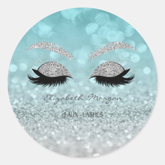 Elegant Moder Glittery Bokeh, Glitter Faux Lashes Ronde Sticker (Voorkant)