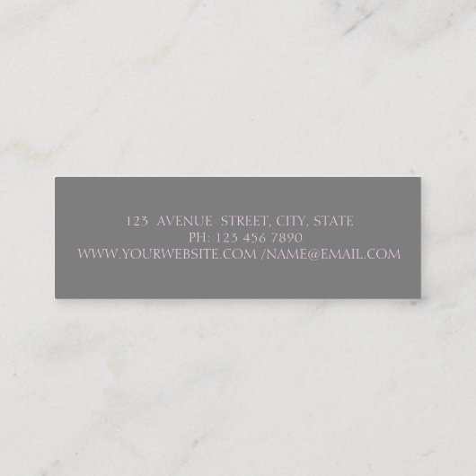 Elegant Moder Silver Pink Leather Kijk uit Mini Visitekaartje (Achterkant)