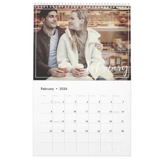 Elegant & Modern 2024 Familie Aangepaste Foto Kalender (Feb 2026)