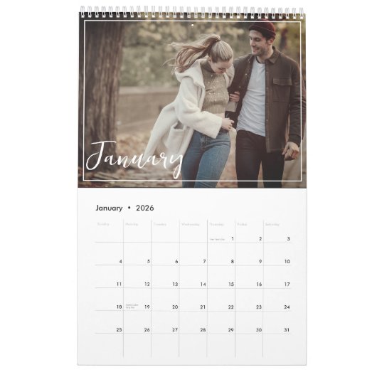 Elegant & Modern 2024 Familie Aangepaste Foto Kalender (Jan 2026)
