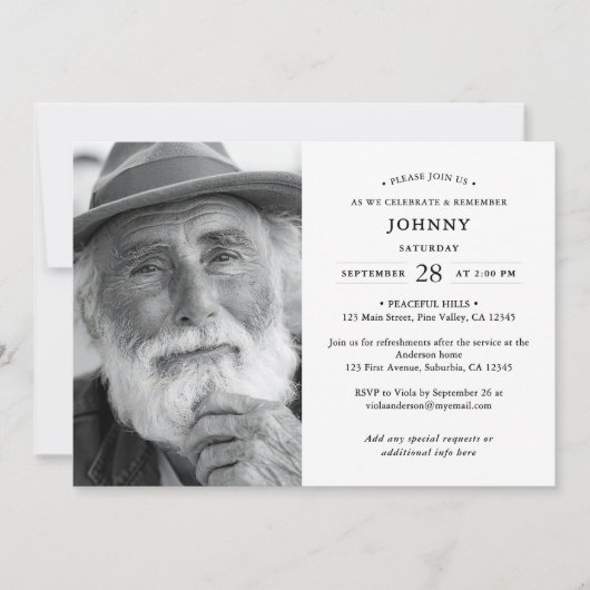 Elegant Modern 2-Photo Funeral/Memorial Service Kaart (Voorkant)