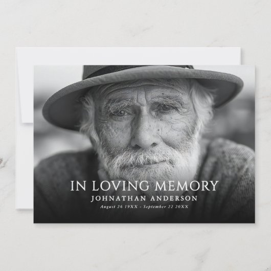 Elegant Modern 2-Photo Funeral/Memorial Service Kaart (Achterkant)