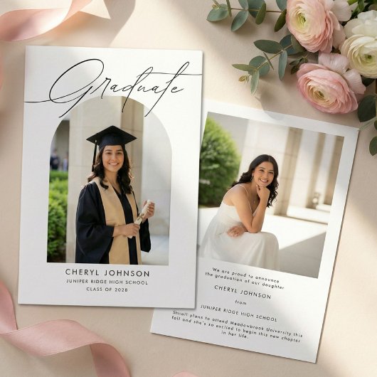 Elegant Modern 2 Photo Graduation Announcement Aankondiging