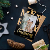 Elegant modern 2 Photo Merry Kerstscript Folie Feestdagenkaart