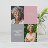 Elegant Modern 2-Photo Printed/Downloadable Death Aankondiging (Staand voorkant)