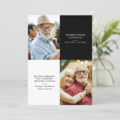 Elegant Modern 2-Photo Printed/Downloadable Death Aankondiging (Staand voorkant)