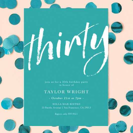 Elegant Modern 30th Birthday Party Invitation Kaart