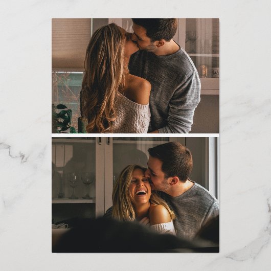 Elegant Modern 3 Foto Wedding Save the Date Gold Folie Uitnodiging (Achterkant)