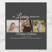 Elegant Modern 3 Photo Collage Memorial Wijn Etiket (Enkel label)