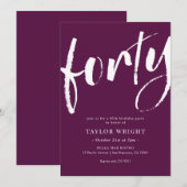Elegant modern 40th Birthday Party Invitation Kaart (Voorkant / Achterkant)