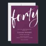 Elegant modern 40th Birthday Party Invitation Kaart<br><div class="desc">Elegant modern 40th Birthday Party Invitation</div>