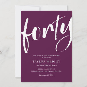 Elegant modern 40th Birthday Party Invitation Kaart