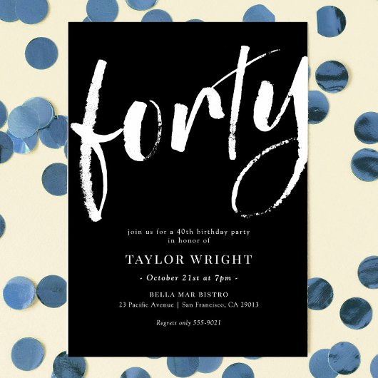 Elegant modern 40th Birthday Party Invitation Kaart