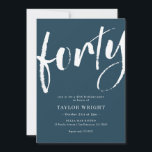Elegant modern 40th Birthday Party Invitation Kaart<br><div class="desc">Elegant modern 40th Birthday Party Invitation</div>
