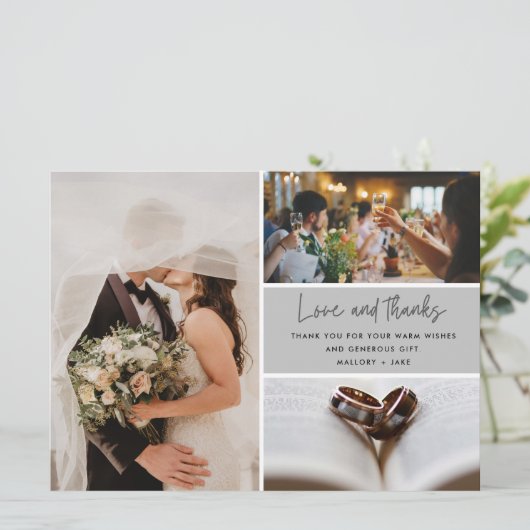 Elegant Modern 4 Foto Weddenschap Hartelijk dank (Staand voorkant)