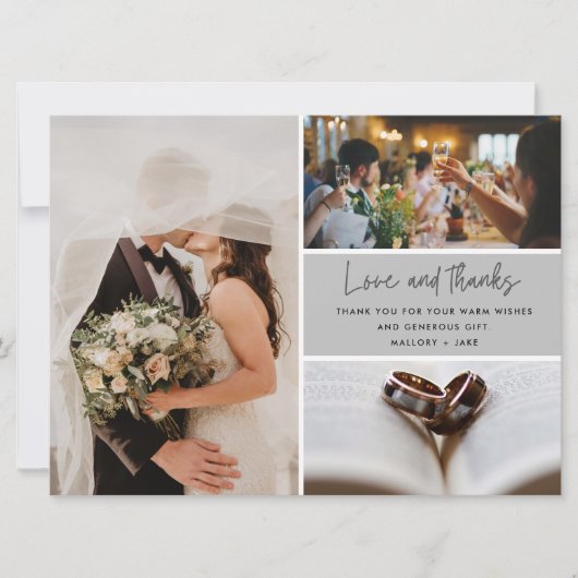 Elegant Modern 4 Foto Weddenschap Hartelijk dank (Voorkant)