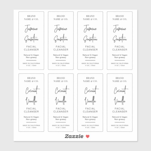 Elegant Modern 4 OZ Cosmo Fles Verticaal Label (Vel)