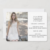 Elegant Modern 4 Photo Collage Script Afstuderen Aankondiging (Achterkant)