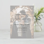 Elegant Modern 4 Photo Overlay Wedding Kaart (Staand voorkant)