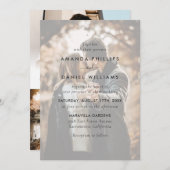 Elegant Modern 4 Photo Overlay Wedding Kaart (Voorkant / Achterkant)