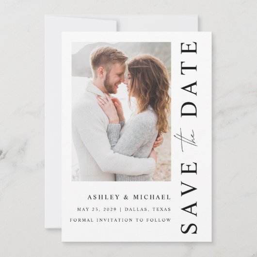 Elegant Modern 4 Photo Wedding Save The Date (Voorkant)