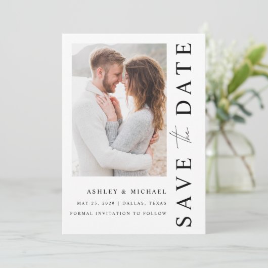 Elegant Modern 4 Photo Wedding Save The Date (Staand voorkant)