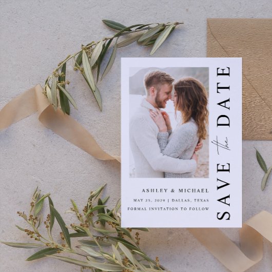 Elegant Modern 4 Photo Wedding Save The Date
