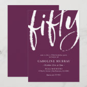 Elegant Modern 50th Birthday Party Invitation Kaart (Voorkant / Achterkant)