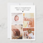 Elegant Modern 5 foto Baby shower Dank u Bedankkaart (Voorkant)