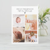 Elegant Modern 5 foto Baby shower Dank u Bedankkaart (Staand voorkant)