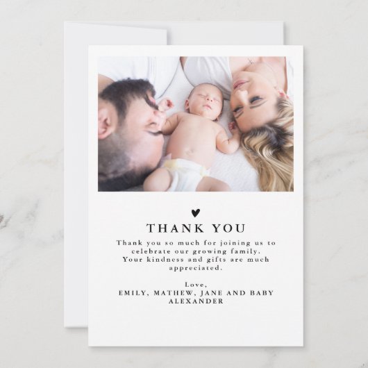 Elegant Modern 5 foto Baby shower Dank u Bedankkaart (Achterkant)